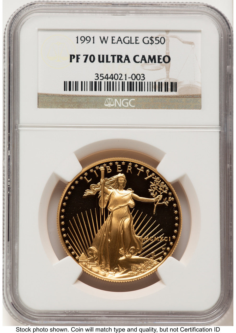 1991-W Proof Gold Eagle 1 oz Brown Label NGC PF70