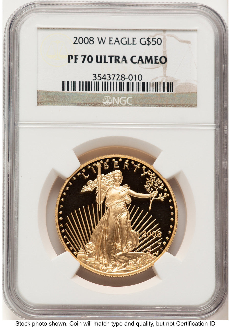 2008-W Proof Gold Eagle 1 oz Brown Label NGC PF70
