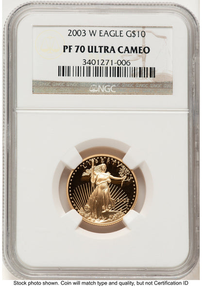 2003-W Proof Gold Eagle 1/4 oz Brown Label NGC PF70
