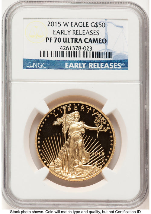 2015-W Proof Gold Eagle 1 oz ER Blue NGC PF70