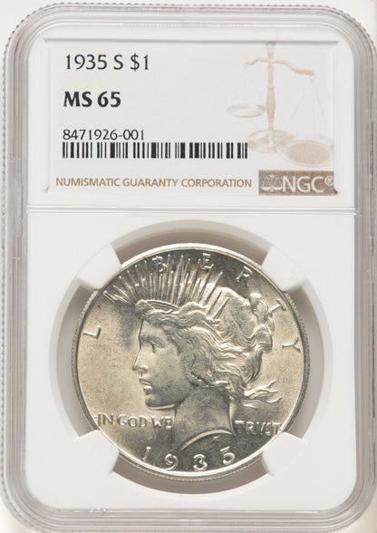 1935-S Peace Dollar NGC MS65 (522320016)