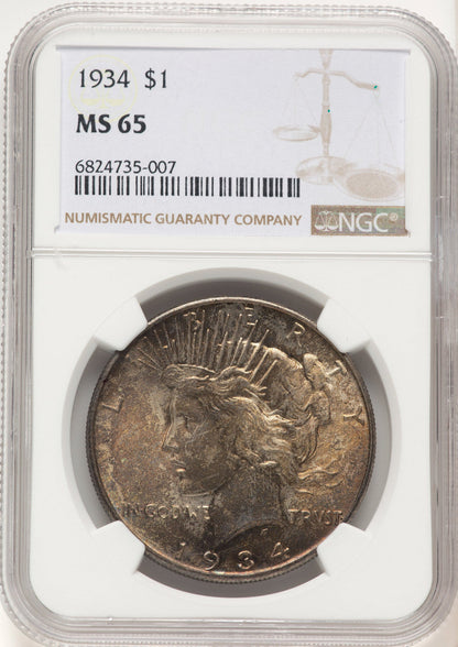 1934 Peace Dollar NGC MS65 (522320081)