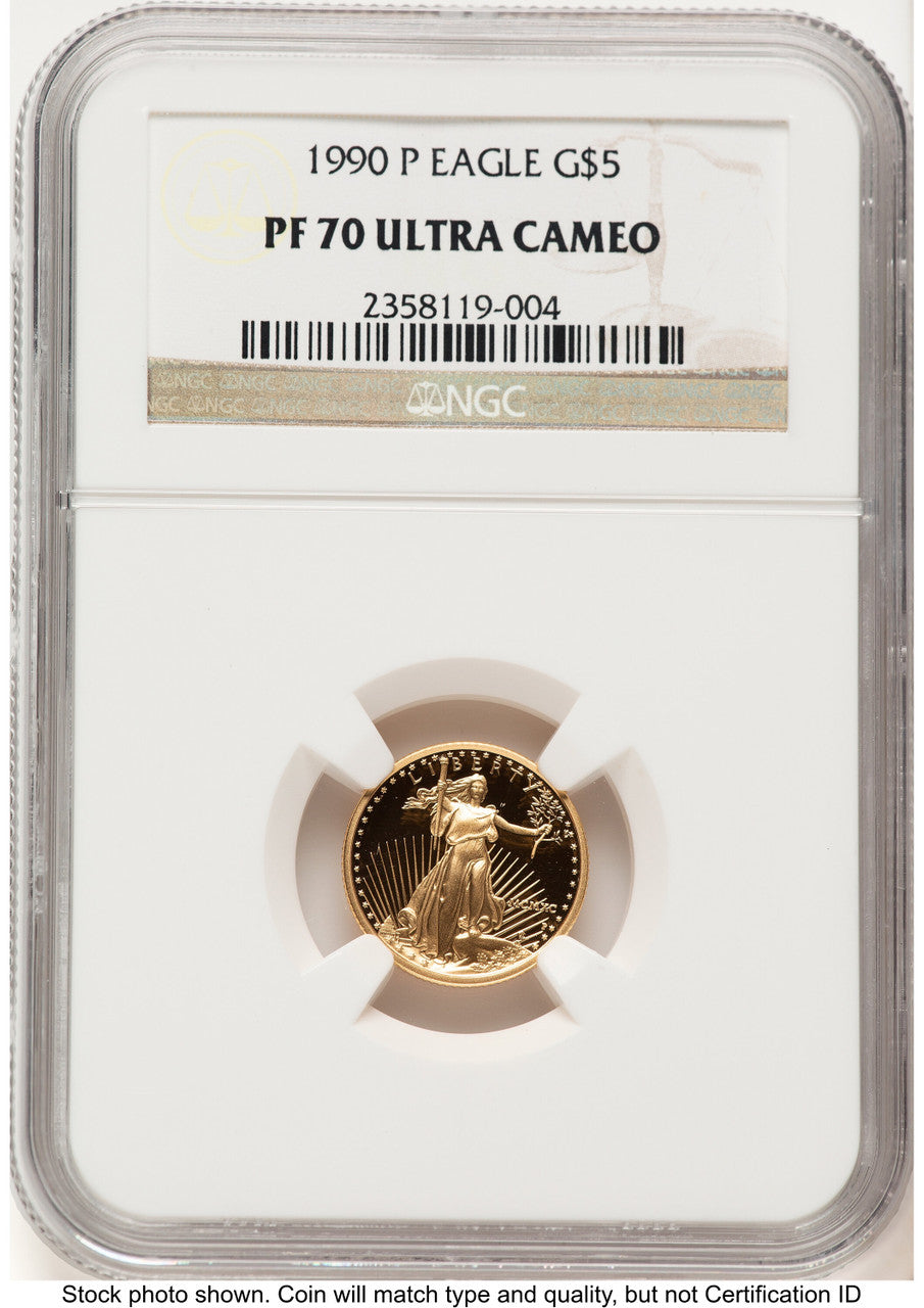 1990-P Proof Gold Eagle 1/10 oz Brown Label NGC PF70 (522461008)