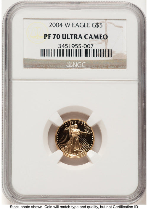 2004-W Proof Gold Eagle 1/10 oz Brown Label NGC PF70