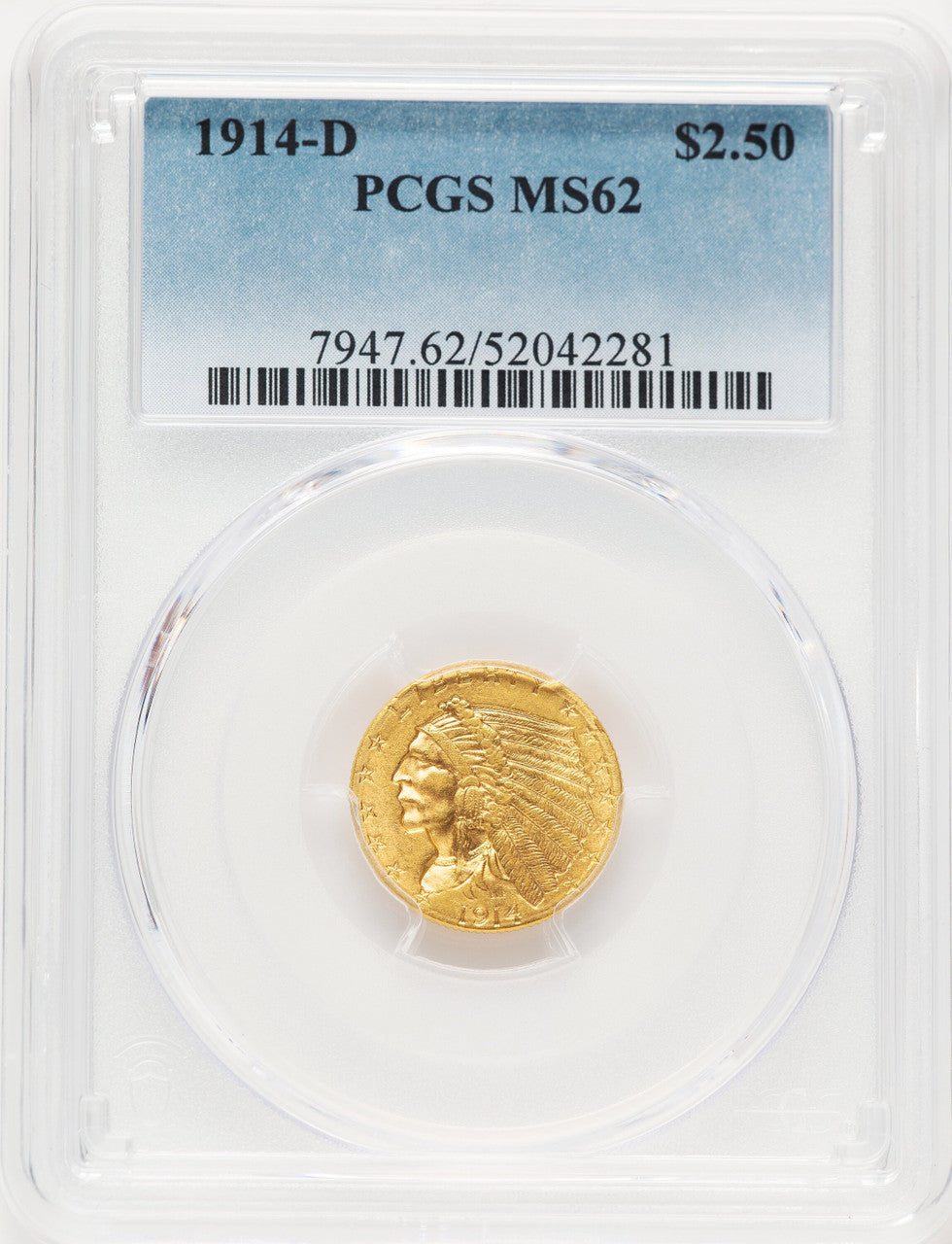 1914-D $2.50 Indian Quarter Eagle PCGS MS62 (522502005)