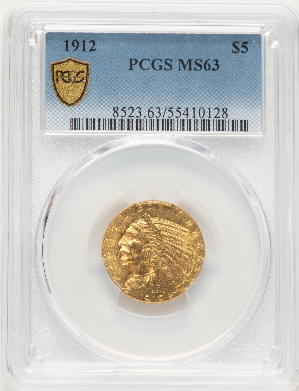 1912 $5 Indian Half Eagle PCGS MS63