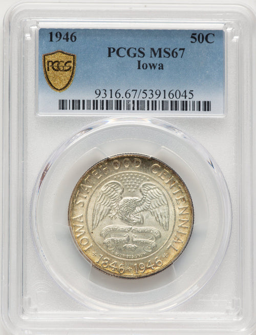 1946 50C Iowa Commemorative Silver PCGS MS67
