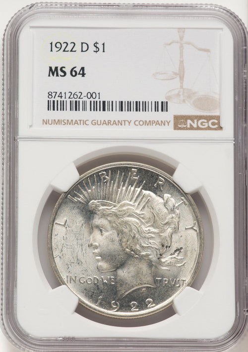 1922-D Peace Dollar NGC MS64