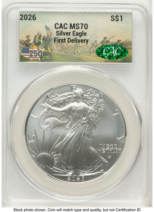 2026 Silver Eagle First Delivery America 250 CACG MS70