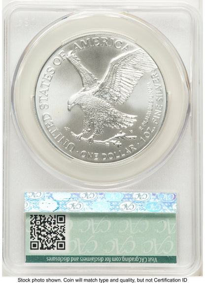 2026 Silver Eagle First Day of Delivery Flag Label CACG MS70