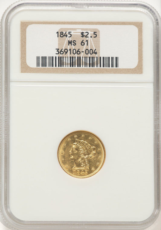 1845 $2.50 Liberty Quarter Eagle NGC MS61