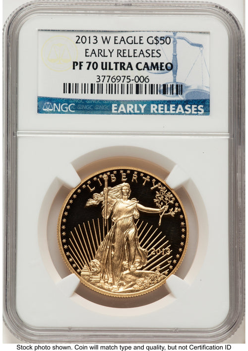 2013-W Proof Gold Eagle 4-Coin Set ER Blue NGC PF70