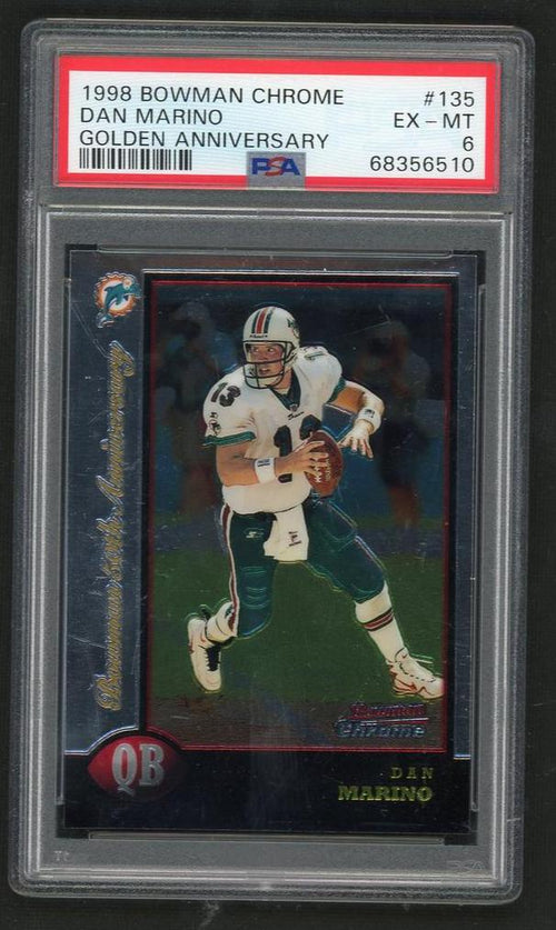 1998 Bowman Chrome Gold Refractor Dan Marino #135 /50 PSA 6
