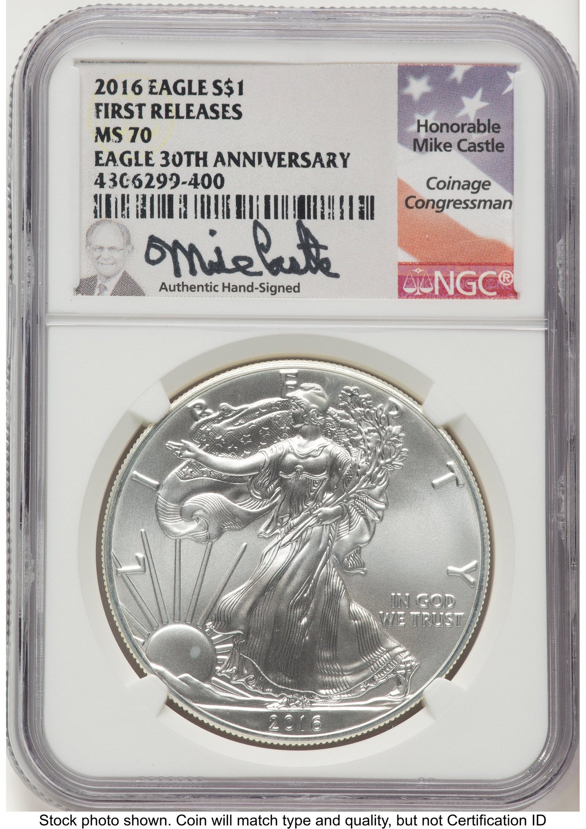 2016 Silver Eagle FR Mike Castle NGC MS70