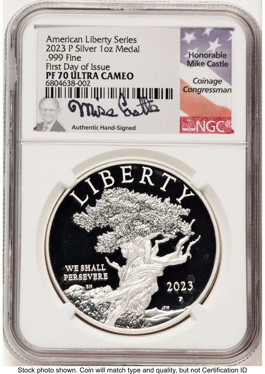 2023-P Silver American Liberty High Relief Medal FDI NGC MS70 Mike Castle