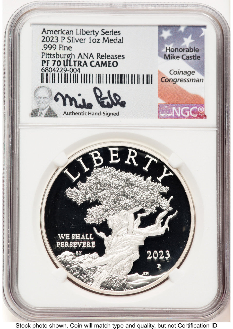 2023-P Silver American Liberty High Relief Medal Pittsburgh ANA Mike Castle Medals and Tokens NGC MS70 (763940030)