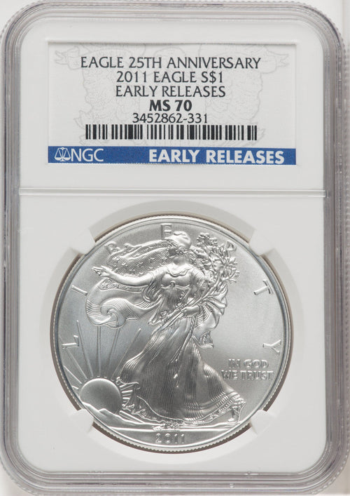 2011 Silver Eagle ER Blue NGC MS70