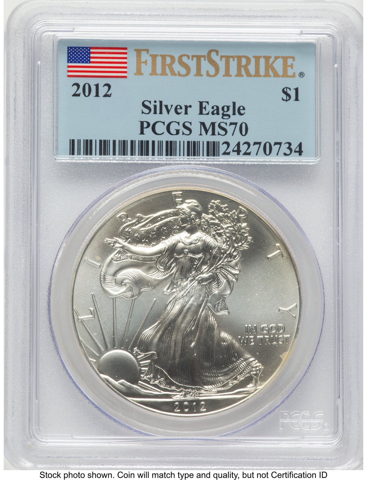2012 Silver Eagle FS Flag PCGS MS70