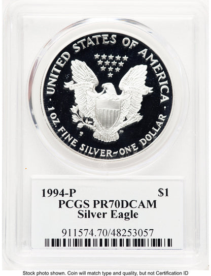1994-P Proof Silver Eagle 1 oz TD Rogers PCGS PR70