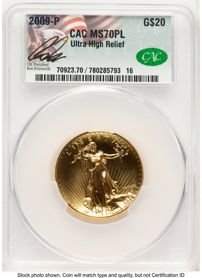 2009 G$20 Ultra High Relief PL Ron Drzewucki CACG MS70 (769280004)