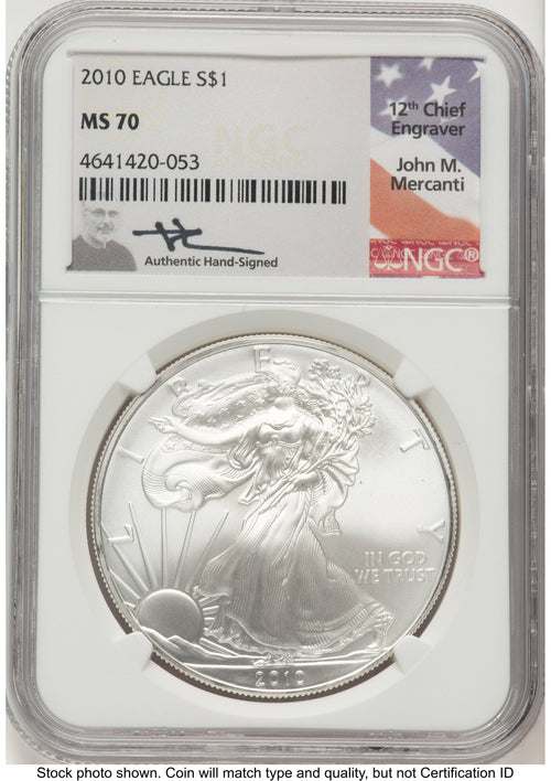 2010 Silver Eagle John NGC MS70 Mercanti