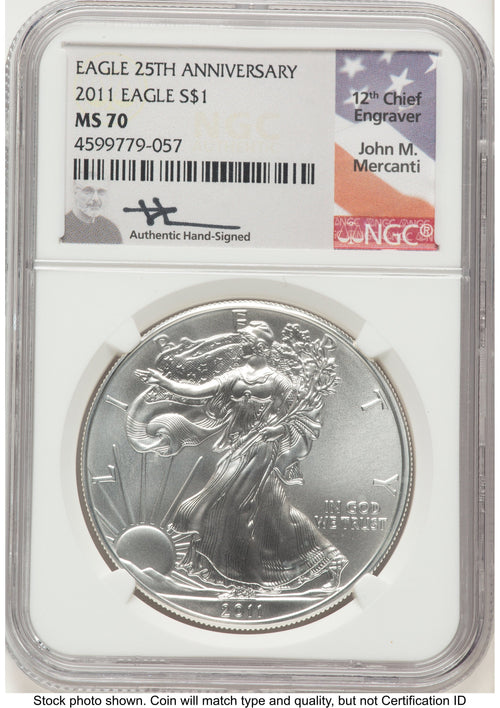 2011 Silver Eagle John NGC MS70 Mercanti