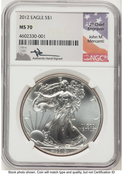 2012 Silver Eagle John NGC MS70 Mercanti