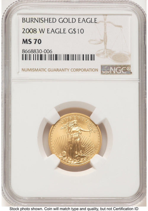 2008-W Burnished Gold Eagle 1/4 oz NGC MS70 Brown Label