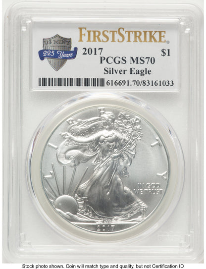 2017 Silver Eagle FS 225th Anniversary Label PCGS MS70