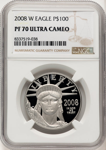 2008-W Proof Platinum Eagle 1 oz Brown Label NGC PF70