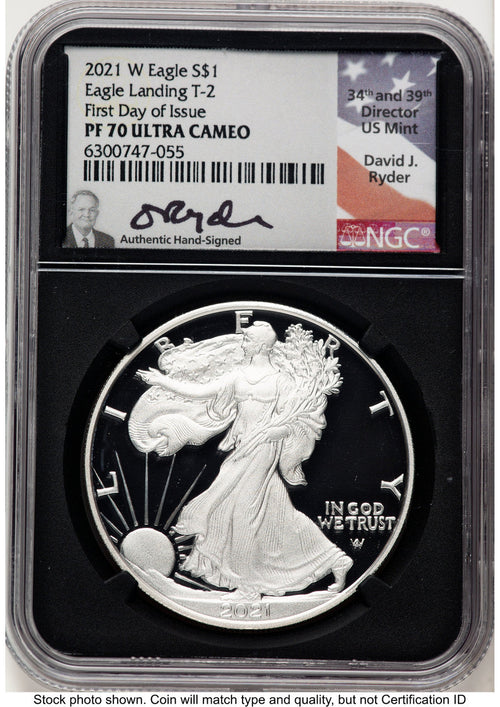 2021-W TY2 Proof Silver Eagle 1 oz FDI David Ryder NGC PF70