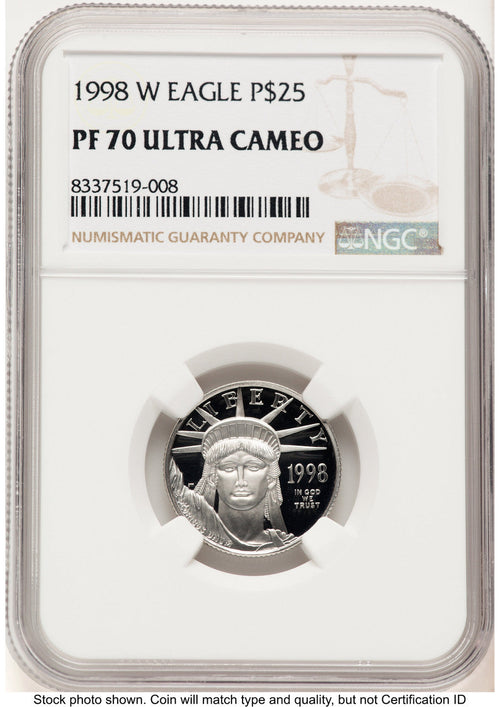 1998-W Proof Platinum Eagle 1/4 oz Brown Label NGC PF70 (775997008)