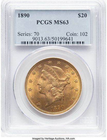 1890 $20 Liberty Double Eagle PCGS MS63