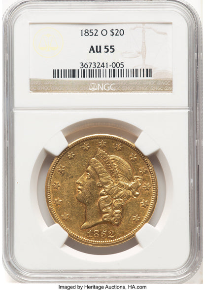 1852-O $20 Liberty Double Eagle NGC AU55