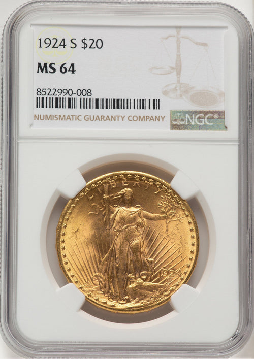 1924-S $20 Saint-Gaudens Double Eagle NGC MS64 (776350012)