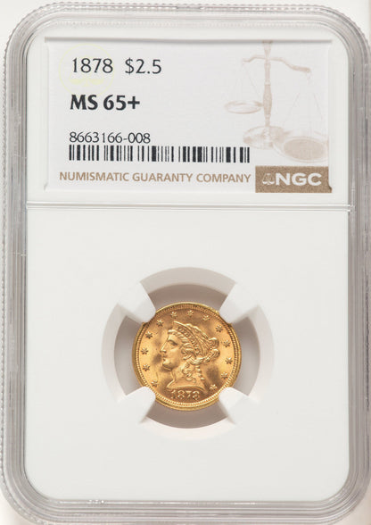 1878 $2.50 Liberty Quarter Eagle NGC MS65+