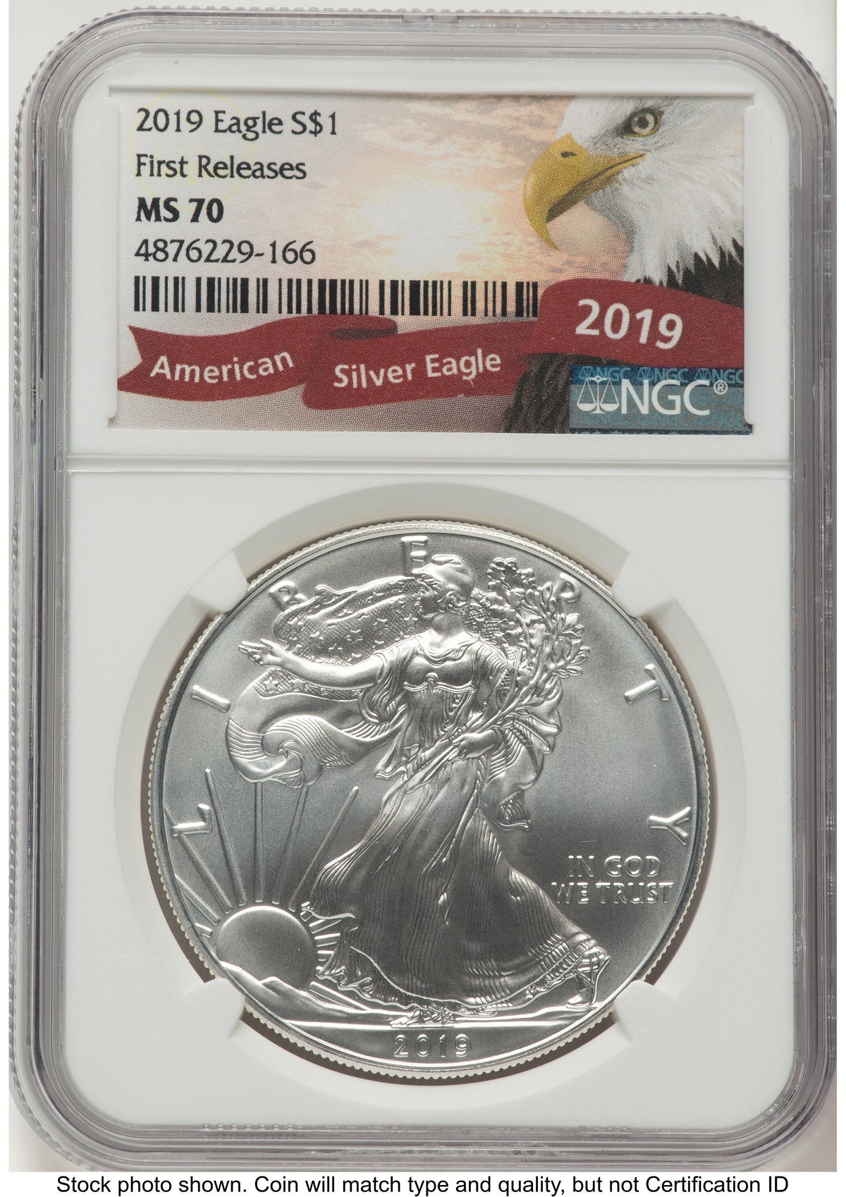 2019 Silver Eagle FR Eagle Ribbon Label NGC MS70