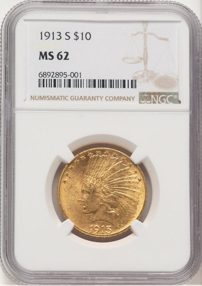 1913-S $10 Indian Eagle NGC MS62 (777159013)