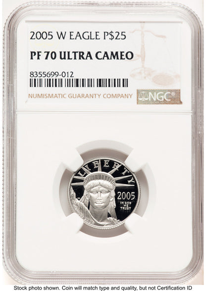 2005-W Proof Platinum Eagle 1/4 oz Brown Label NGC PF70 (777173008)