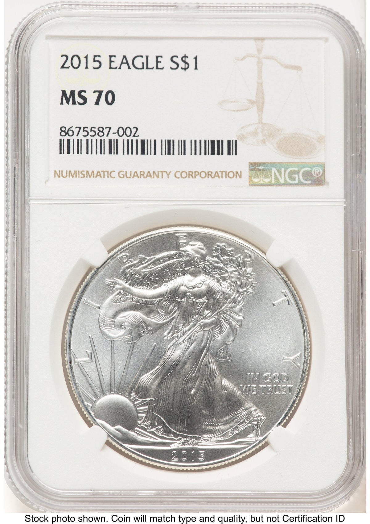 2015 Silver Eagle Brown Label NGC MS70