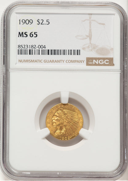 1909 $2.50 Indian Quarter Eagle NGC MS65 (777428008)
