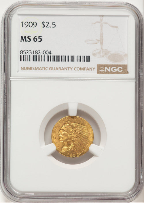 1909 $2.50 Indian Quarter Eagle NGC MS65 (777428008)