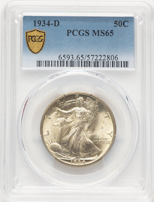 1934-D 50C Walking Liberty Half Dollar PCGS MS65 (777486006)