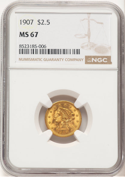 1907 $2.50 Liberty Quarter Eagle NGC MS67 (777539005)