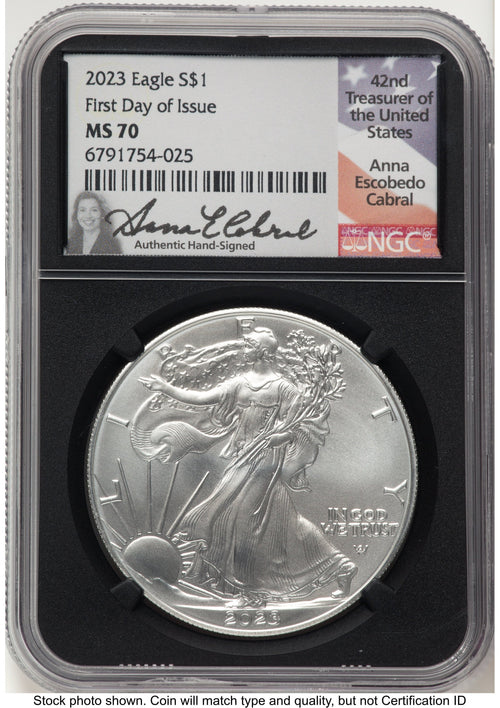 2023 Silver Eagle FDI Anna Cabral NGC MS70
