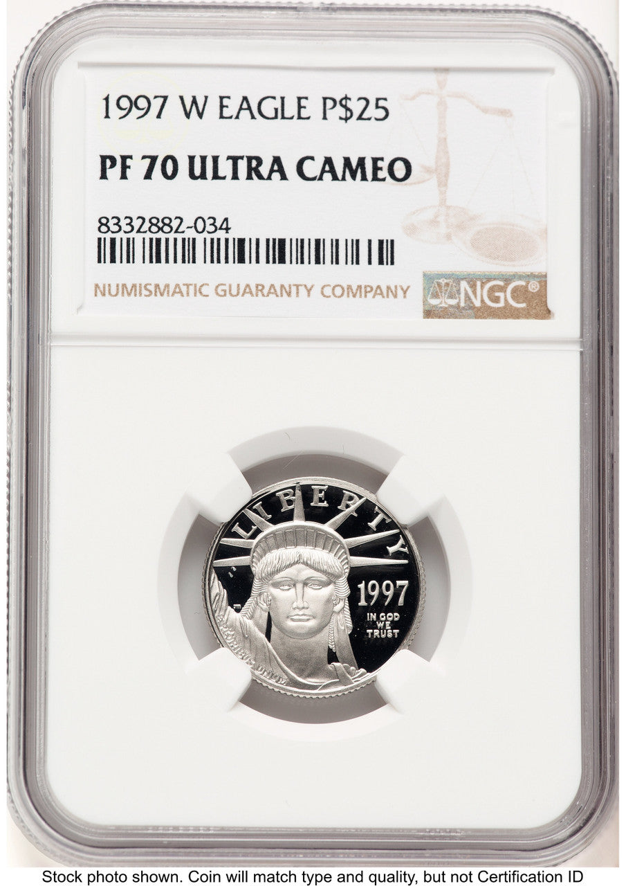 1997-W Proof Platinum Eagle 1/4 oz Brown Label NGC PF70 (778006053)
