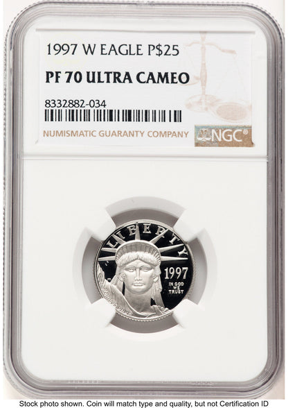 1997-W Proof Platinum Eagle 1/4 oz Brown Label NGC PF70 (778006053)