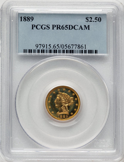 1889 $2.50 Proof Liberty Quarter Eagle PCGS PR65