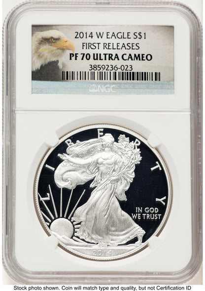 2014-W Proof Silver Eagle 1 oz FR Eagle Label NGC PF70