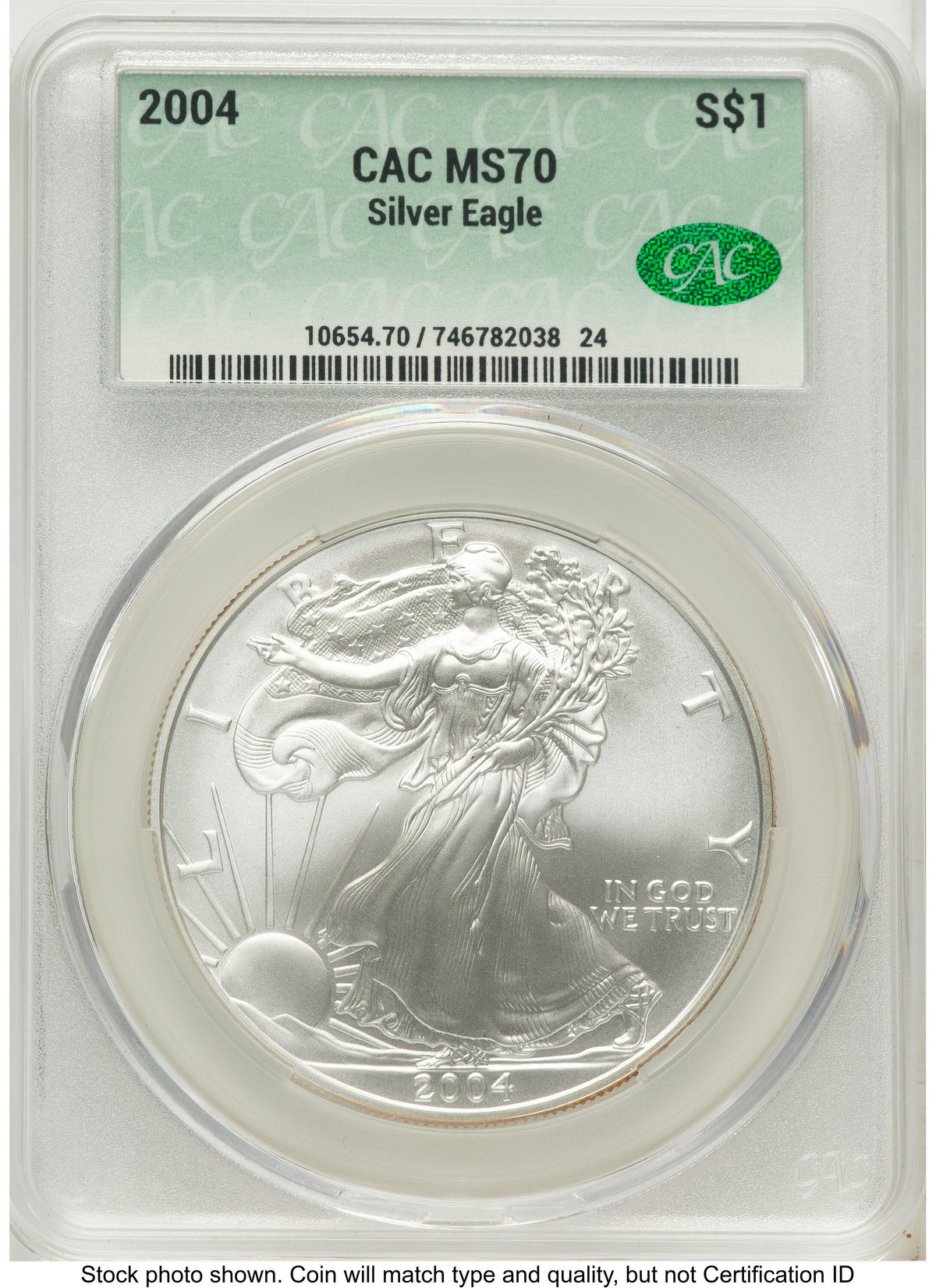 2004 Silver Eagle Non Designation CACG MS70